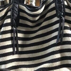 Large Black & Cream Stripped Bag